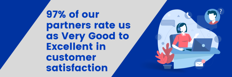 97% of our partners rate us as "Very Good" to "Excellent" in customer satisfaction