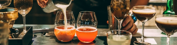 bartender making alcoholic cocktail summer cocktail bar