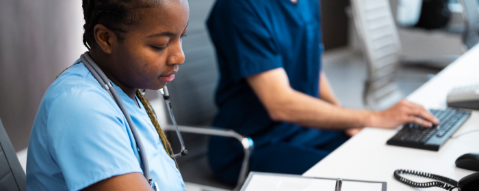 side view nurses working